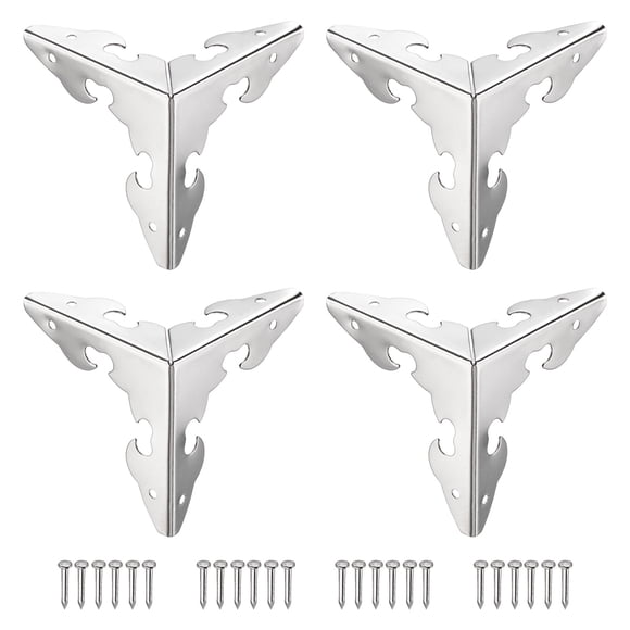 Unique Bargains 30x30x30mm Metal Box Corner Protectors Electroplated Silver Tone 10 Pack