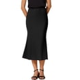 thumbnail image 1 of Falda de sirena ajustada de textura elástica para mujer INSPIRE CHIC, falda maxi de cintura alta, color negro, talla M, 1 of 1