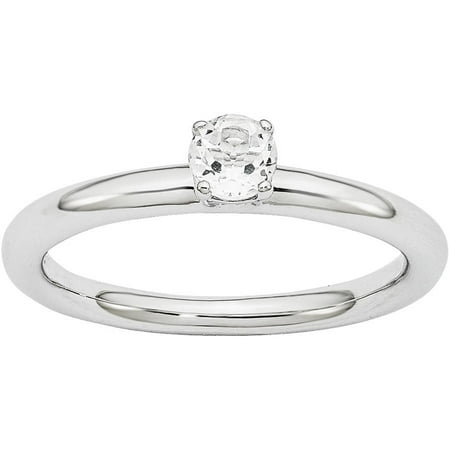 Stackable Expressions White Topaz Sterling Silver Rhodium Ring