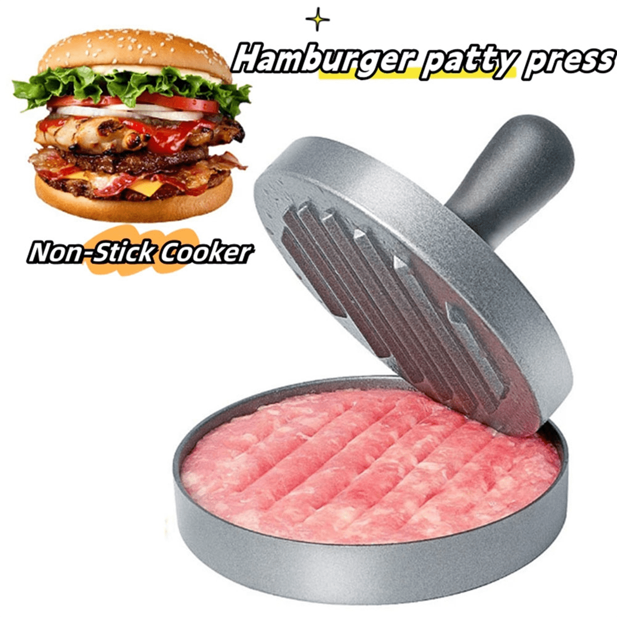 Mini Presse Burger Gosera Gosera Presse à Burgers Mini 3 Fentes – Moule Antiadhésif Triple Hamburger, Galettes Viande Parfaites En Un Tour De Main