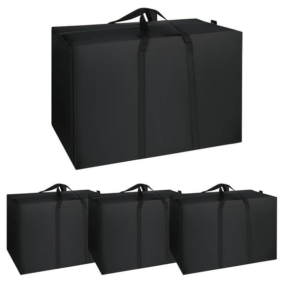 LUIISIS 4 Pack Extra Large Moving Bags with Zippers, 115L Oxford Cloth Storage Totes with Reinforced Handles, Waterproof, Heavy Duty Storage Bags for Moving,College, Travel