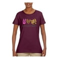 thumbnail image 3 of Peace Love Baseball Sports Womens Graphic T-Shirt, Maroon, X-Large, 3 of 5