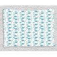 thumbnail image 1 of Shark Tapestry, Watercolor Animals with Silly Expressions Bubbles and Sea Waves Kids Ocean, Wall Hanging for Bedroom Living Room Dorm Decor, 60W X 40L Inches, Blue Pale Blue White, by Ambesonne, 1 of 2