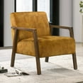 thumbnail image 5 of Omax Decor Fletcher Solid Wood & Fabric Upholstered Lounge Accent Chair in Gold, 5 of 8