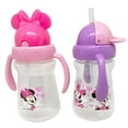 thumbnail image 2 of Disney Cudlie Minnie Mouse Baby Girl 2 Pack of 6 Oz Sippers Handles Pop Up Straw Character Molded Lid in Pink & Purple, 2 of 3