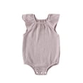 thumbnail image 2 of Baby Girls Boys Summer Romper Bodysuit Basic Plain Ruffle Sleeveless Comfy Rompers Newborn Onesie Purple 12-18 Months, 2 of 7