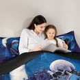 thumbnail image 5 of Manfei Romantic Couple Skull Bedding Comforter Set for Lover, Romantic Blue Rose Flower Twin Comforter Sets, Dreamy Glitter Moon Reversible Bedding Set, Lightweight Room Decor, 2pcs, 5 of 9