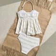thumbnail image 4 of vigerkar Girl's 2 Piece Halter High Waisted Tankini Ruffle Swimsuit Bathing Suit Bikini Sets (White, 11-12 Years), 4 of 6