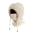 thumbnail image 2 of Holzkary Hat for Women Men 2025 Trendy Winter Knitted Hat Warm Cycling Ski Women Windproof Hood Heavyweight Thermal Fleece Beige One Size, 2 of 6