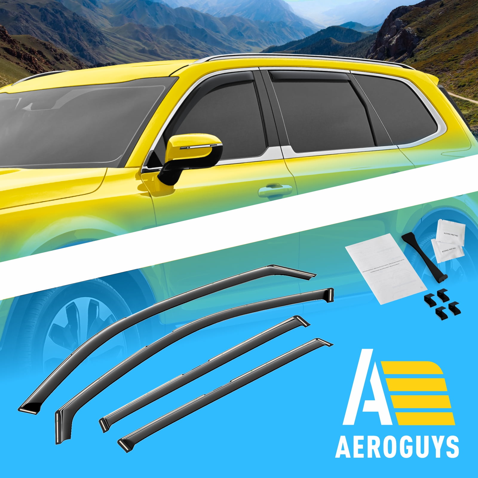 AEROGUYS Extra Durable Window Deflectors In-Channel Window Visors Rain Guards Fit for Kia Telluride 2020-2026, Sun Visors, Wind Vent Visors, vent shades, Car Accessories - 4 pcs. AG0770