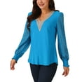 thumbnail image 4 of INSPIRE CHIC Women's Lace V Neck Long Sleeve Simple Casual Tops Fall Winter Fashion T Shirt, 4 of 4