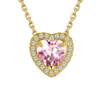 Silvora 14k Gold Plated Birthstone Neckalces for Women Heat Shape Pendant Simulated Diamond Crystal Dainty Christmas Birthday Valentines Gift