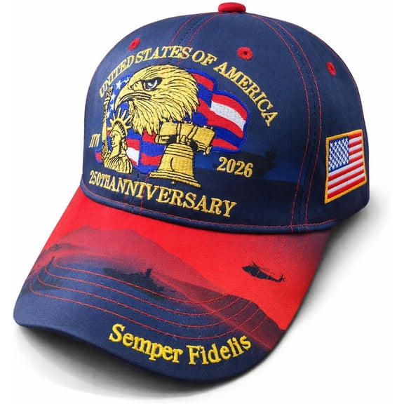 250th Anniversary Embroidered Baseball Cap, Adjustable Military Tribute Hat with Patriotic Design, Commemorative Marine Corps Veteran Gift, Dark Blue Breathable Cotton