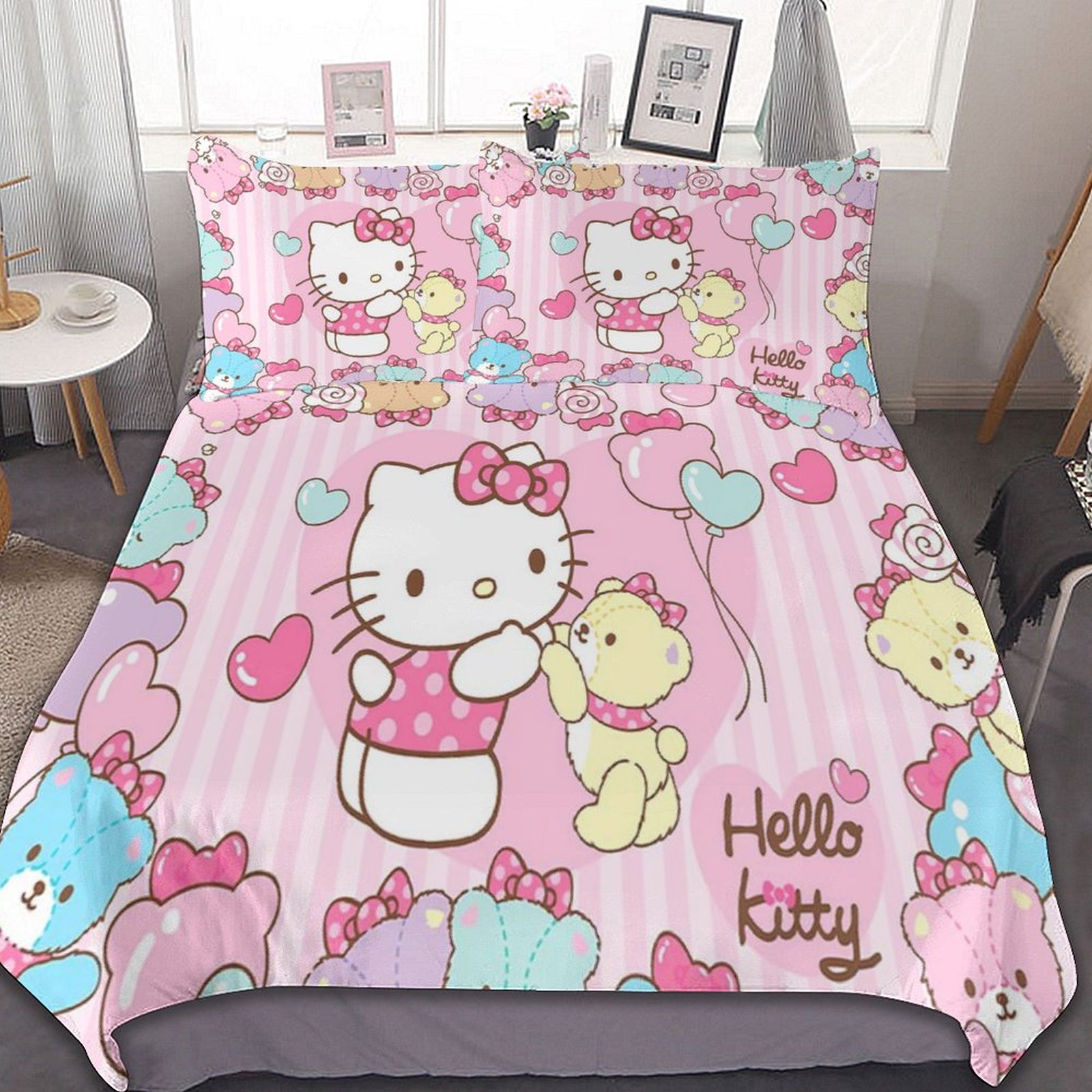 Hello Kitty Duvet Cover Anime Duvet Cover FullSize Cartoon Bedding Set