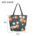 thumbnail image 5 of FORMRS Womens Canvas Tote Bag with Zipper Inner Pocket Shoulder Handbag, Blue Floral Oranges, 5 of 7