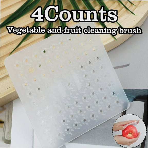 4 Counts Vegetable Brush, Multifunctional Vegetable Fruit Scrubber with Ergonomic Finger Grip, Silicone Bristles Brush for Deeply Cleaning Fruits Vegetable