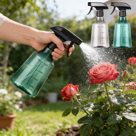 Dongrere 400ml Spray Bottle Plastic Spray Bottle with Measurement for Home Cleaning and Gardening, Green
