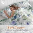 thumbnail image 4 of 3 Piece Leaf Butterfly Duvet Cover Set California King,Microfiber Comforter/Quilt Cover with Corner Ties and 2 Pillowcases,Watercolor Sage Green Purple Floral All Season Bedding with Zipper Closure, 4 of 8