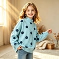 thumbnail image 2 of shoper Girls Polka Dot Drop Shoulder Neck Sweatshirt Cute Casual Fall Winter Girls Neck Pullover, Cute Trendy Outfits for School, Play, and Daily Wear 2-15 Years, 2 of 7