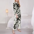 thumbnail image 3 of Fotbe Black And White Rose Pattern Long Sleeve Pajama Set for Women,Sleepwear Set,2-piece Loungewear Set,Soft PJs Comfy Nightwear with Pockets -X-Large, 3 of 7