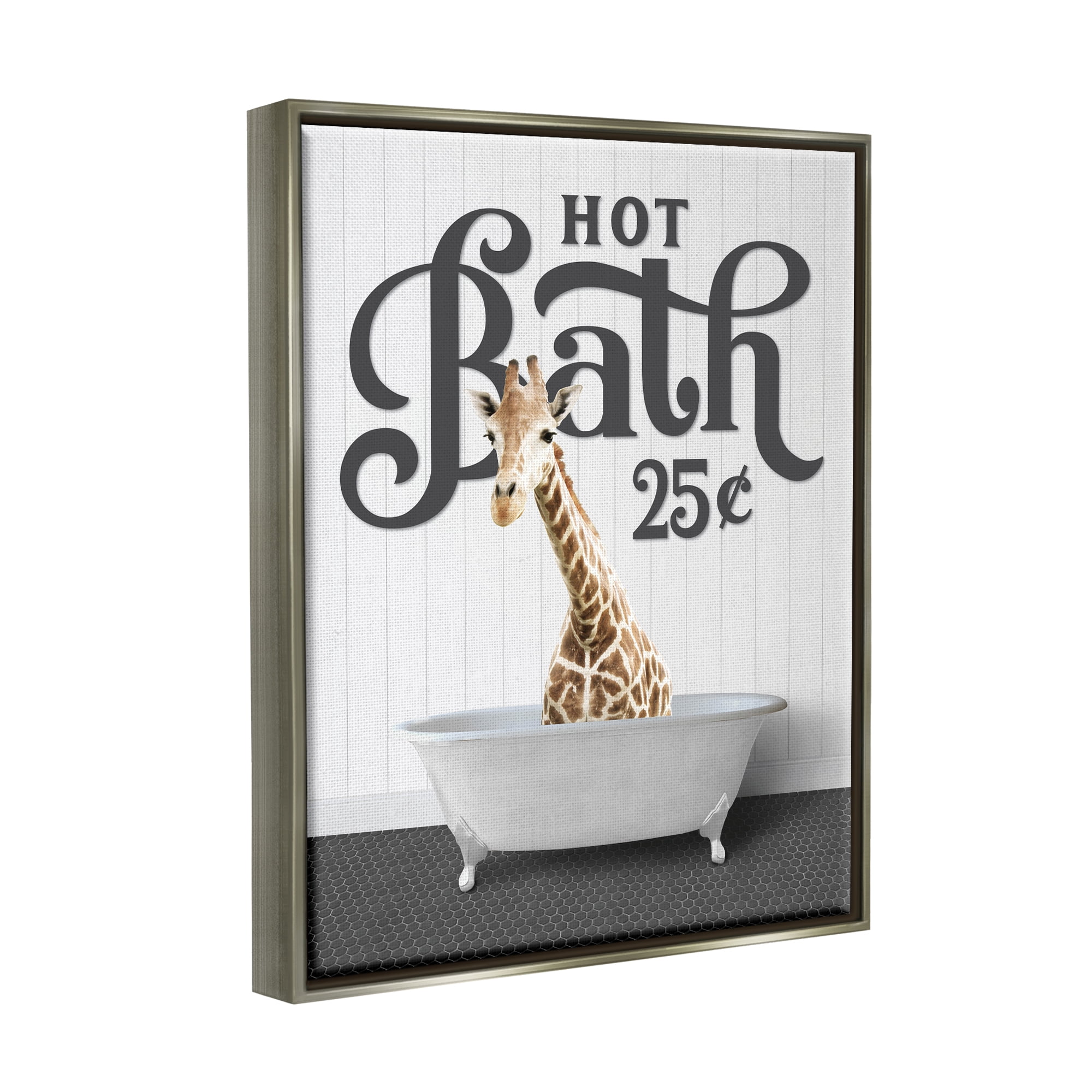 Stupell Industries Vintage Hot Bath Animal Animals & Insects Painting Gray Floater Framed Art Print Wall Art, 25 x 31