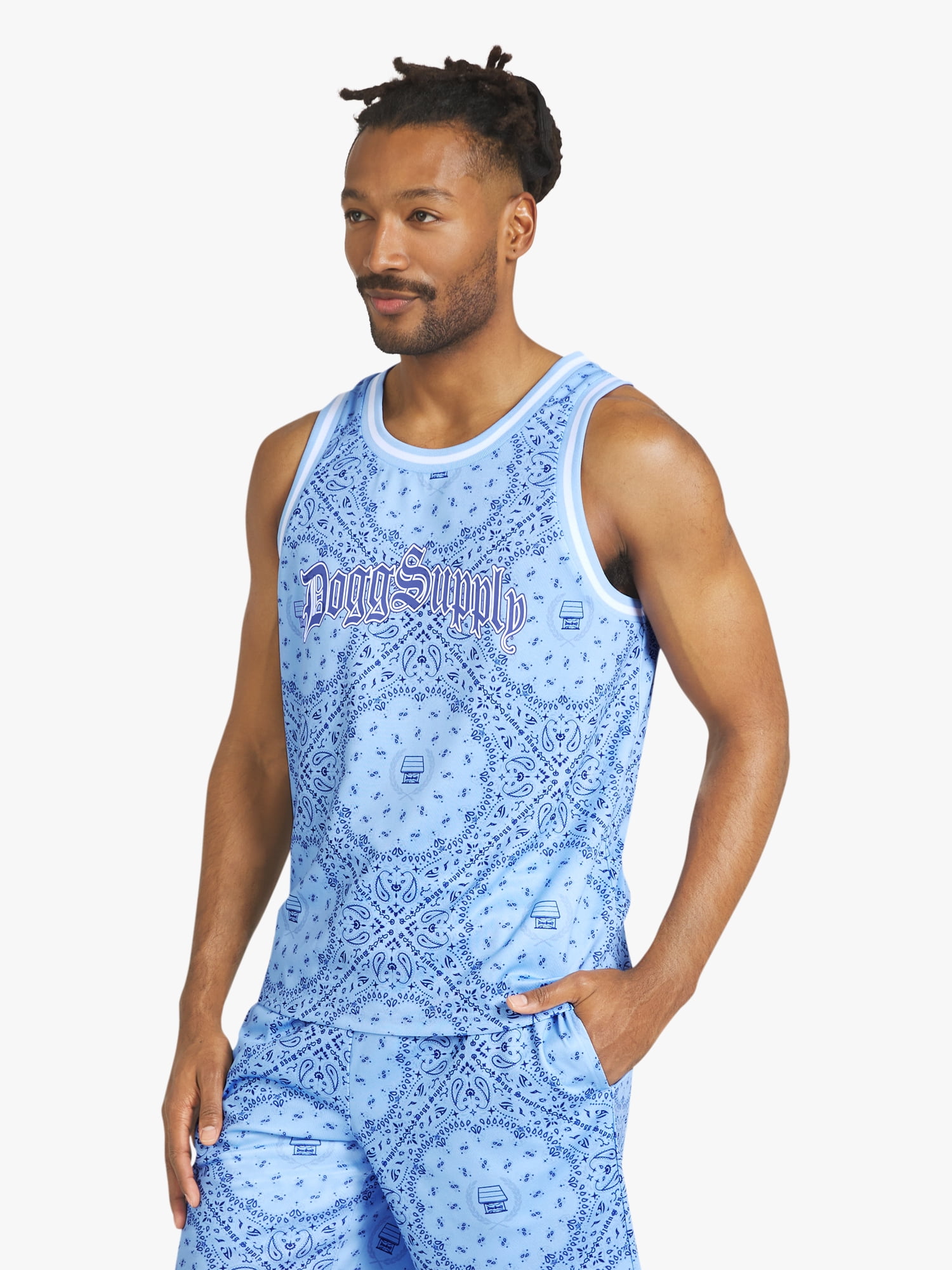 Dogg Supply by Snoop Dogg Big Men's Bandana Print Mesh Tank, Sizes 4XL - 5XL