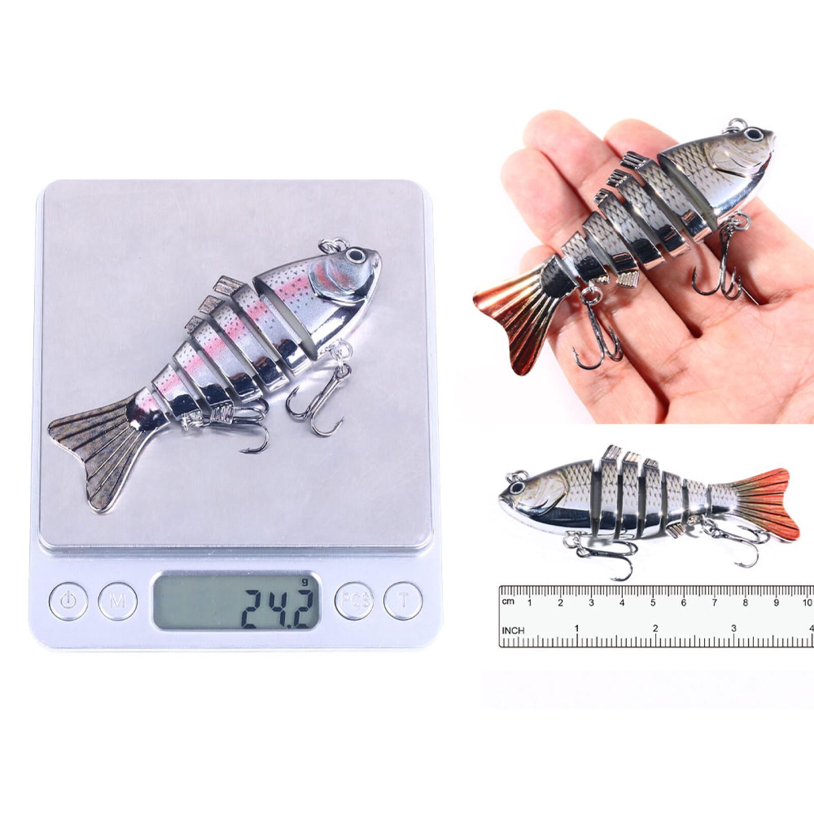 HENGJIA Fishing Lures, 6pcs Large Multi Jointed Fish Fishing Kits Slow Sinking Lifelike Swimbait Freshwater and Saltwater for Trout Bass Lures, 3.94"/0.84oz