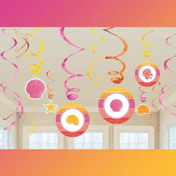 Summer Shells Hanging Swirl Decorations (12pc)