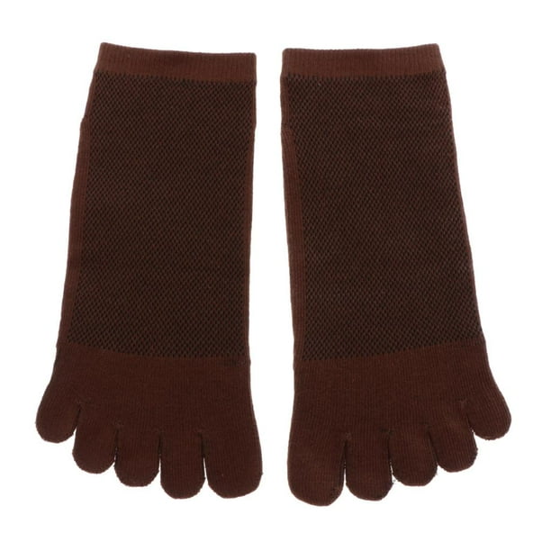 Calcetines de cinco dedos con dedos separados, cómodos calcetines tobilleros, calcetines deportivos casuales café