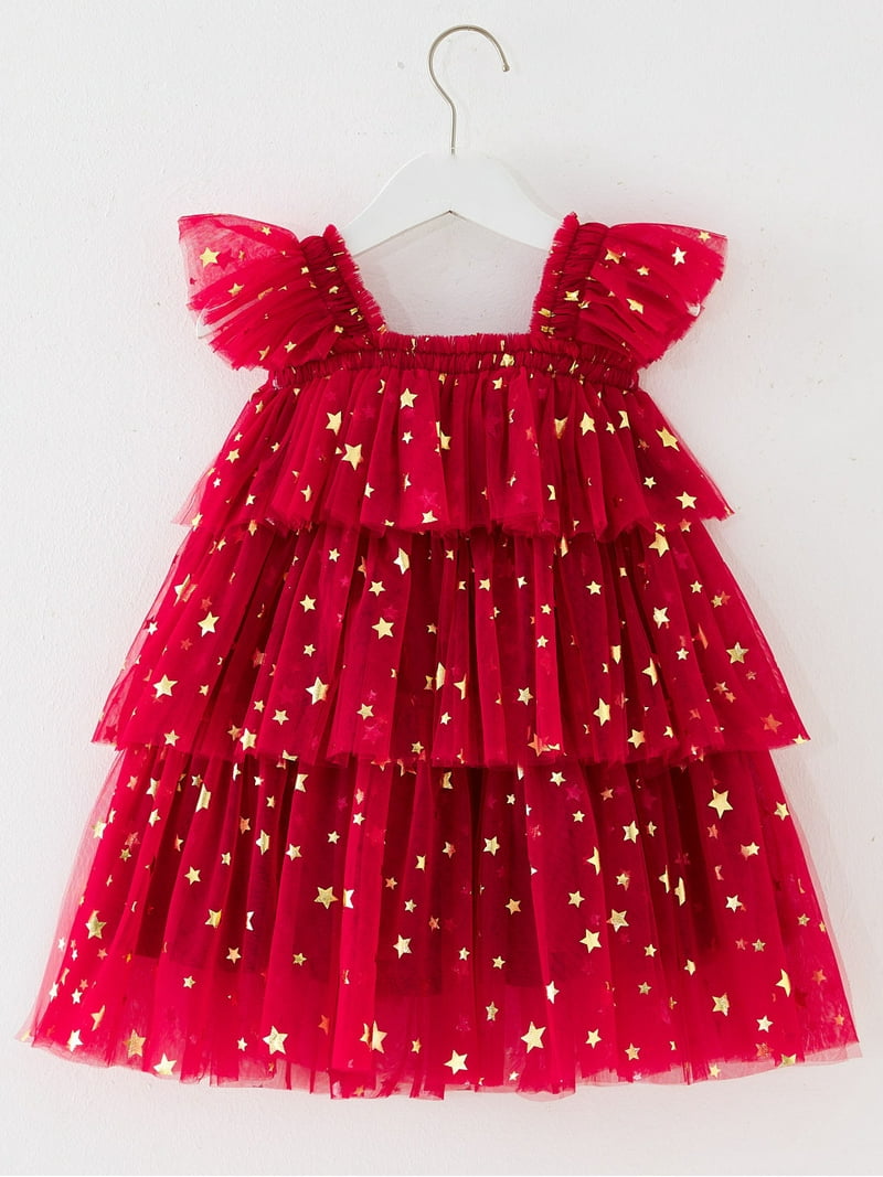 ATAIKU Toddler Girls Christmas Tree Dress Kids Girls Xmas Glitter Star  Pompom Embroidery Tulle Tiered Holiday Dresses with Headband - Walmart.com