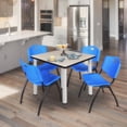 thumbnail image 3 of Regency 48 in Square Breakroom Table- Maple Top, Chrome Legs, 4 M Stack Chairs- Blue, 3 of 8
