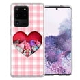 thumbnail image 1 of MUNDAZE for Samsung Galaxy S20 Ultra Valentine's Day Garden Gnomes Heart Love Pink Plaid Double Layer Phone Case Cover, 1 of 3