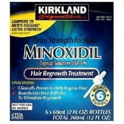 Kirkland Minoxidil 5% Topical Solution Extra Strength Hair Regrowth Treatment for Men Dropper Applicator Included (1 month to 24 month supplies available) (6 month supply), Clear