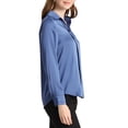 thumbnail image 5 of Allegra K Women's Elegant V Neck Point Collar Long Sleeve Smooth Satin Blouse, 5 of 7