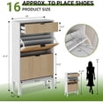 thumbnail image 2 of EliteEdge Shoe Storage Cabinet with 2 Flip Drawers, Farmhouse Fluted Shoe Organizer, Narrow Shoe Rack with Metal Legs, Freestanding Slim Shoe Cabinet for Entryway, Hallway, Foyer, Natural, 2 of 8