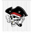 thumbnail image 3 of Ambesonne Skull Smoking Shower Curtain, Pirate Skeleton Head, 69"Wx84"L, White and Charcoal Grey, 3 of 3