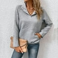 thumbnail image 4 of 2025 Autumn Women's Long Sleeve Sweatshirt - Solid Color Textured Fabric Casual Simple Pullover with Pockets Loose Fit, 4 of 8
