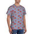 thumbnail image 2 of Vsdgher Starfish Navy Blue Stripe Print Men's Dry Fit Mesh Athletic Shirts Moisture Wicking Tennis T-Shirt Tops, 2 of 9