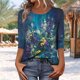 thumbnail image 4 of Xuyuer Unisex Print 3/4 Sleeve Tee - Fashion Women's Loose Casual Round Neck 3/4 Sleeve Oversized Top for Music Festival Grounds, and Free-Spirited Gender-Neutral Layered Street Style, 4 of 7