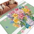 thumbnail image 2 of Watercolor Floral 6'x9' Area Rug for Living Room, Spring Flowers Butterflies Leaves Green Non-Slip Floor Mat Rugs for Bedroom Dining Room, Indoor Large Carpet for Classroom, Nursery Rugs for Playroom, 2 of 9