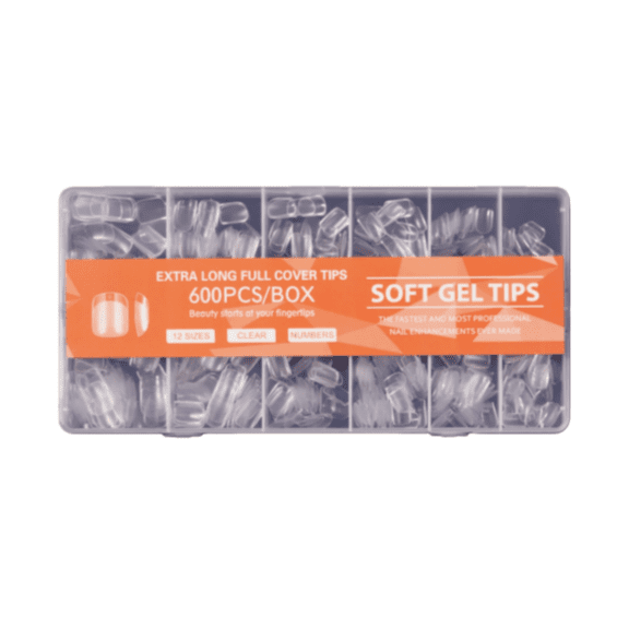 Short Square Fake Nail Tips - 600PCS Clear Acrylic Nails Full Cover Press on Nails for DIY Nail Art, 12 Sizes