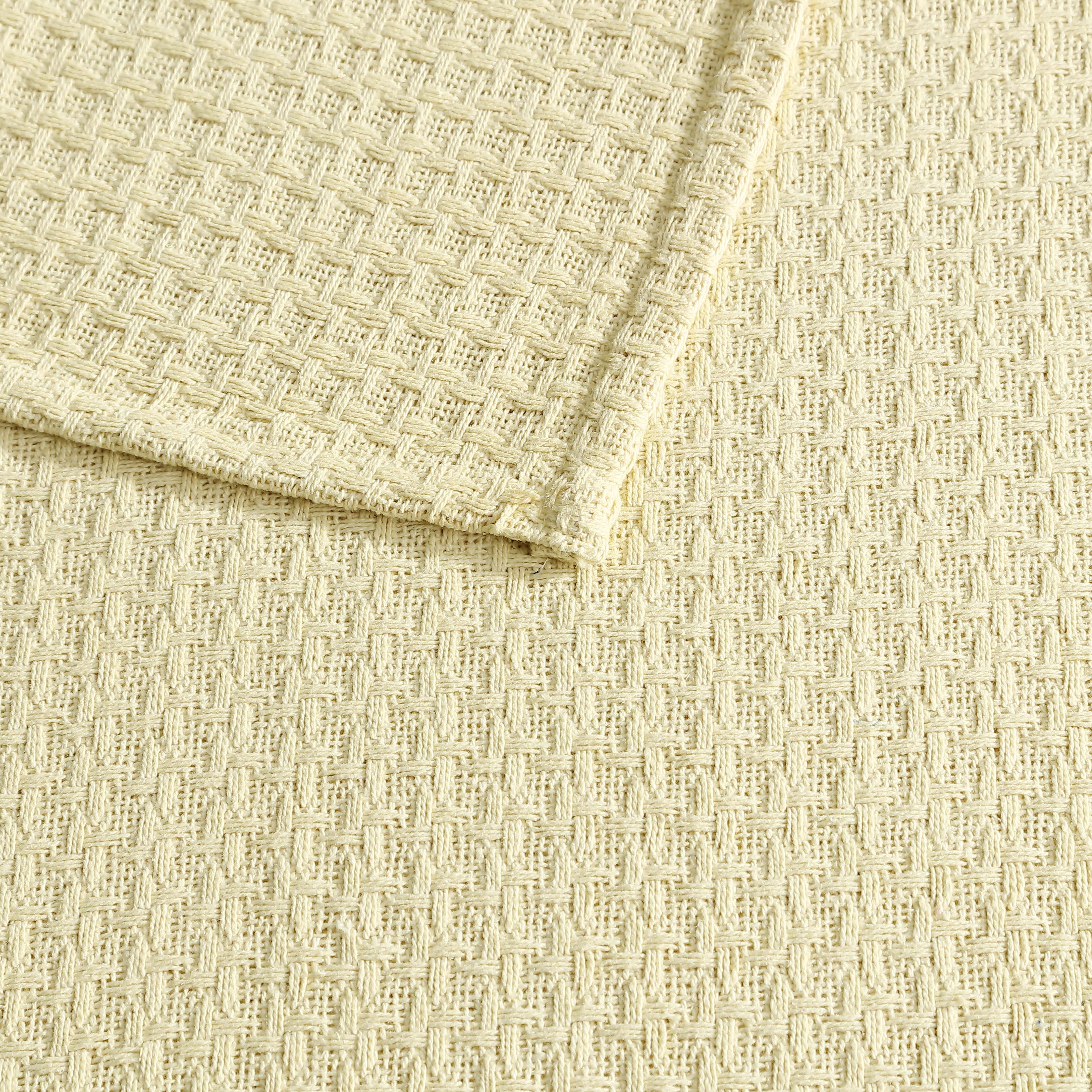 Grand Hotel Woven Cotton Blanket, Twin, Lemon
