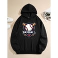 thumbnail image 2 of Men's Pocket Graphic Hooded Pullover, Baseball Championship Logo with Bat And Ball Design, Sizes S-2XL, 2 of 8