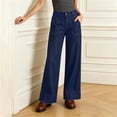 thumbnail image 6 of JGGSPWM Women's High Waisted Wide Leg Jeans Stretchy Baggy Denim Pants Solid Color Casual Loose Fit Trousers with Pockets Blue XXL, 6 of 8