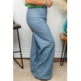 thumbnail image 5 of Plus Size Dusk Blue Wide Leg Jeans with Patched Pocket - Casual Fall Fashion | 4X, 5 of 5
