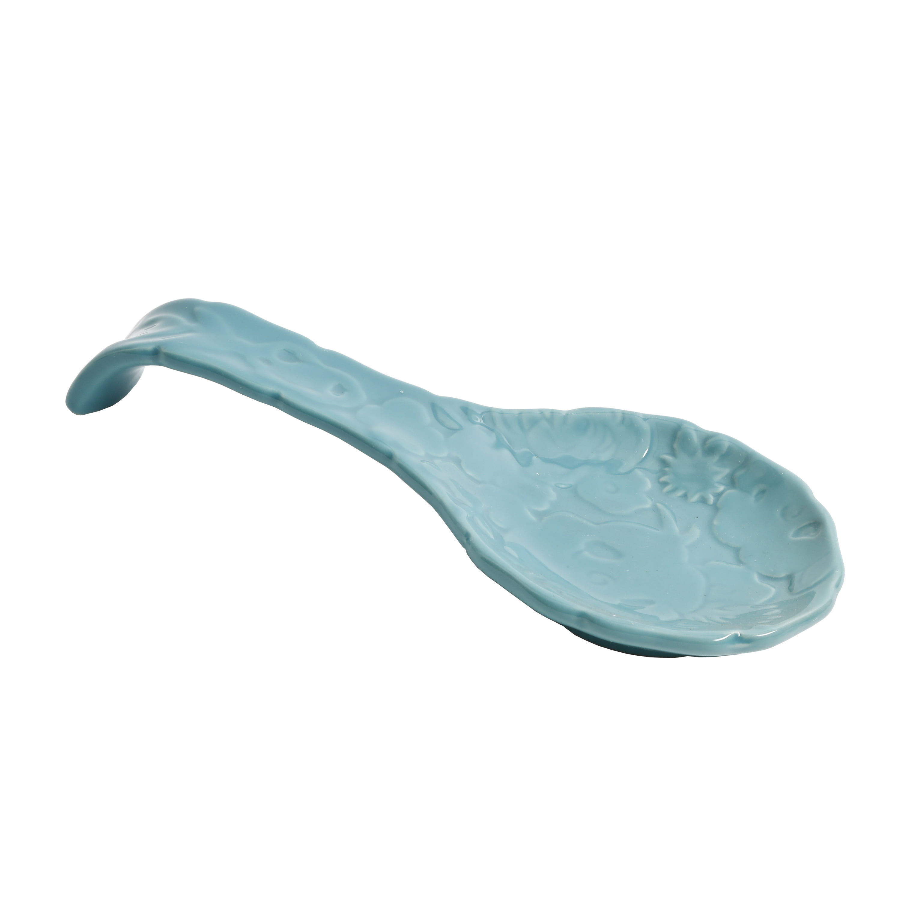 The Pioneer Woman Flea Market Floral Spoon Rest and Salt & Pepper Shaker Set, Turquoise, Durable Stoneware