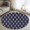 thumbnail image 2 of Pineapple Large Area Rugs for Bedroom Living Room, Soft Non Slip Carpet Bedside Rug, Yellow Fruit Navy Blue Summer Tropical Round Floor Cover Kitchen Accent Rug 3.3' for Dining Room/Office, 2 of 9