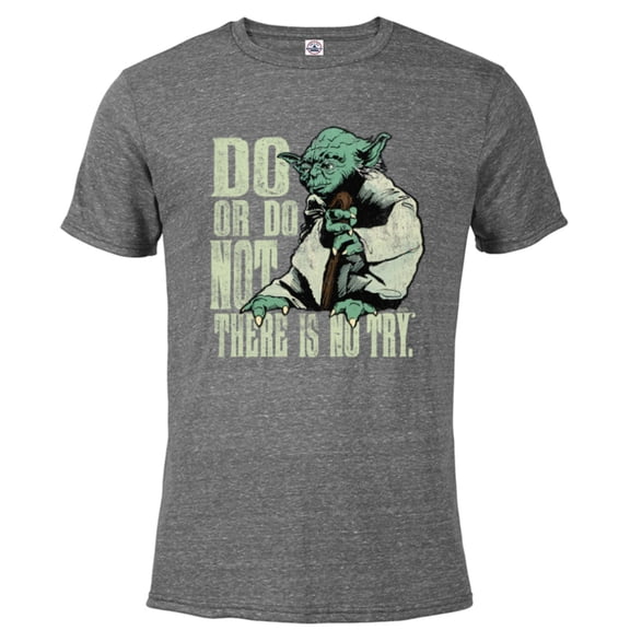 Star Wars Yoda Do or Do Not There is No Try Vintage Style - Short Sleeve Blended T-Shirt for Adults - Customized-Graphite Snow Heather