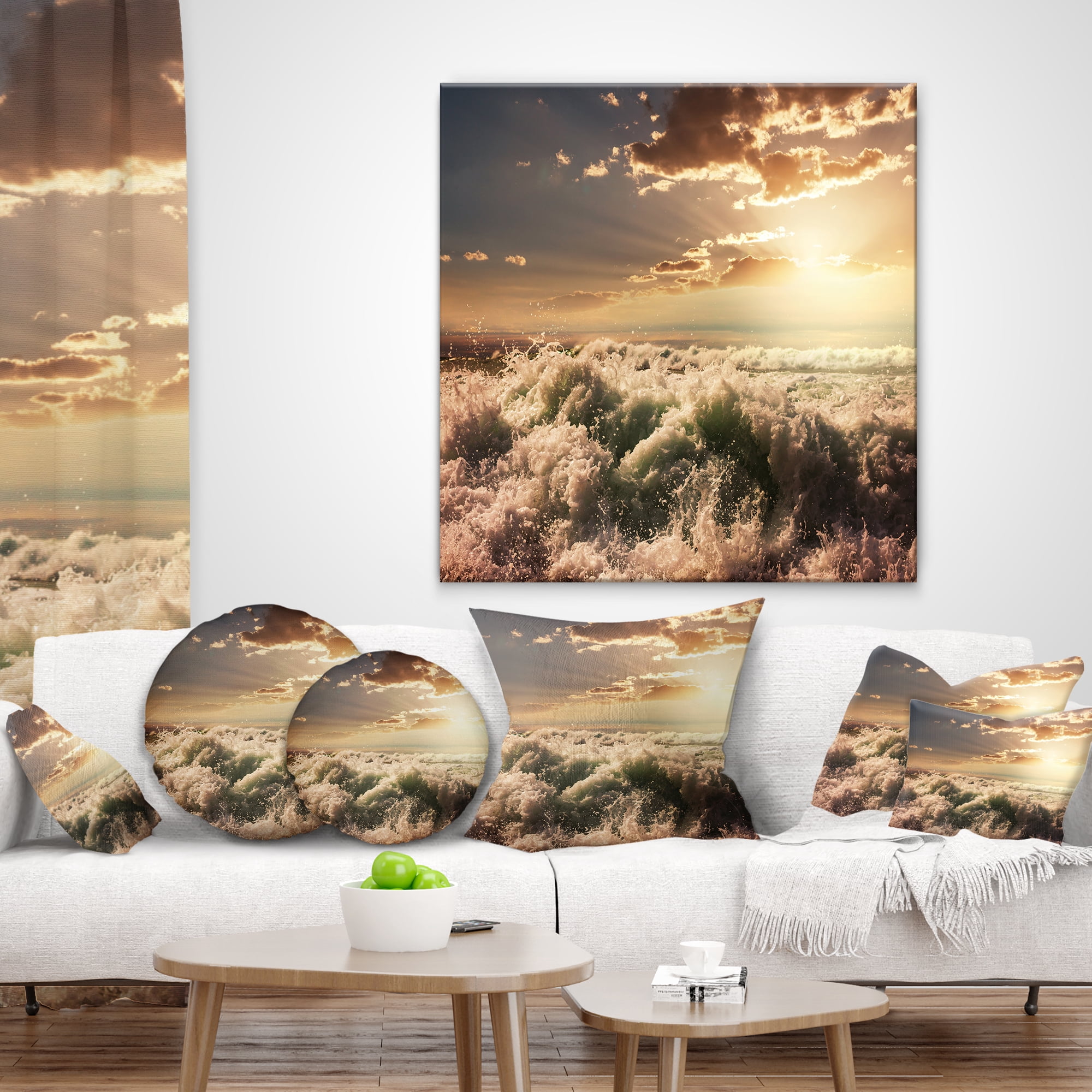 Designart 16" x 16" White Polyester Throw Pillow