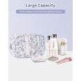 thumbnail image 5 of Travel Toiletry Bag Women Large Cosmetic Bag Travel Makeup Bag Organizer Medicine Bag for Toiletries Essentials Accessories, Navy Blue Flower, 5 of 7